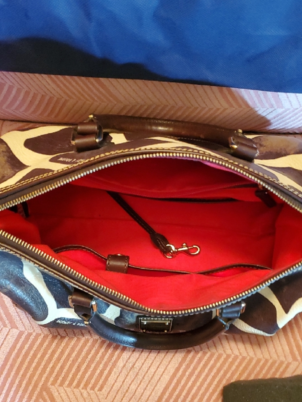 Dooney & Bourke Giraffe-Print Satchel in Brown and Cream - Picture 7 of 9
